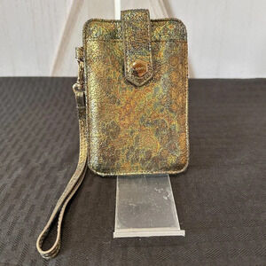 LODIS Metallic Crackle Leather ID/Card Holder Wristlet